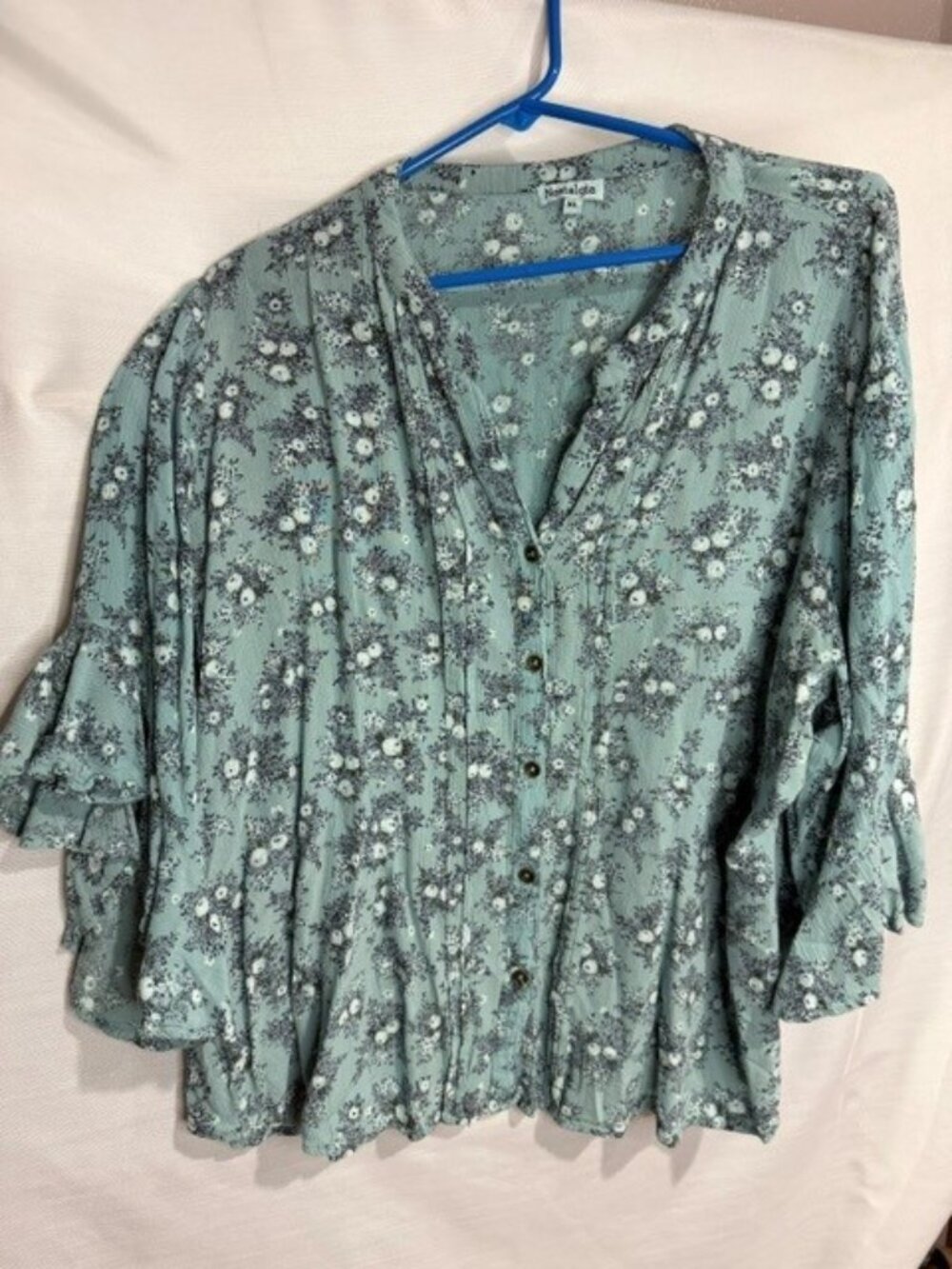 Nostalgia Blue Floral Blouse -XL